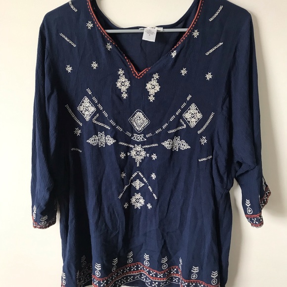 Embroidered esley tunic navy blue - Picture 2 of 6